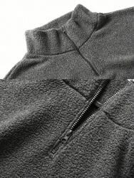 Shein KC17205 Shein Cipzáras Plüss Pulóver Szürke (50) L