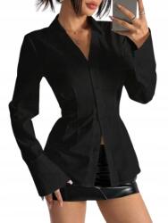 Shein Shien Ing Fekete Hosszú Ujjú Sima 36 1DH