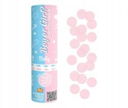 GoDan Pneumatikus konfetti Boy or Girl - rózsaszín karikák 1, 5 cm, tubus 15 cm