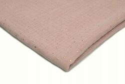 Orient Fashion Muszlin Pamut No. 57 Piszkos rózsaszín arany pöttyökkel 1/2 méter (Muślin_Złote_Kropki Nr_57_Brudny_róż 0,5)