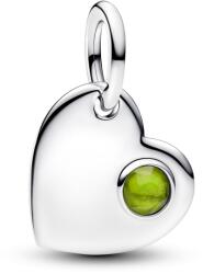 Pandora Augusztus gravírozható szív tavaszzöld köves függő charm - 794295C08 (794295C08)