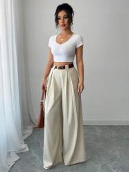 Shein HC24207 Shein Széles Bézs Magas Derekú Nadrág (50) XL