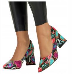 Casu Bőr Női Divatos Kígyó Mintás Dekoratív Háromszög Alakú Sarok R 36 (7079820000364)