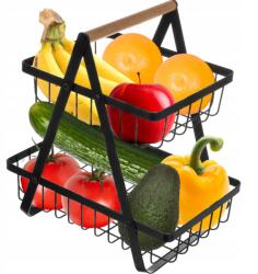 Artemis Emeletes Gyümölcskosár Fekete Gyümölcstartó Állvány Fém Kosár Rendező (Piętrowy KOSZYK NA OWOCE CZARNY)
