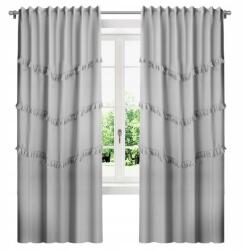 Flying Szürke függöny nappaliba szalagos Wave függöny alagút rojtos 250x145 cm (670)