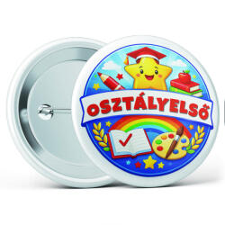 Partikellékek Osztályelső - vidám iskolai kitűző