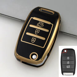  Kia 3 gombos TPU tok fekete arany (TKI005AFK)