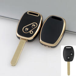 Honda 2 gombos autókulcs TPU tok fekete arany (THO003AFK)
