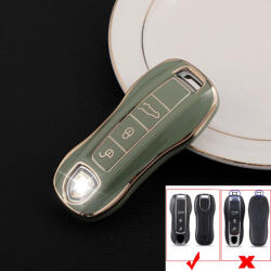  Porsche smart kulcs 3 gombos TPU tok zöld arany (TPO008AZO)