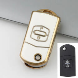  Mazda 2 gombos bicskakulcs TPU tok fehér arany (TMA001AFH)