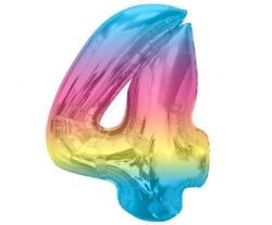 GoDan Fólia lufi 4-es szám - szivárványos, 92 cm, születésnap