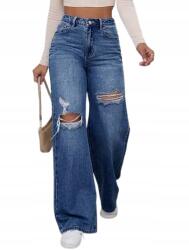 Shein Női Kék Egyenes Szárú Farmer Nadrág Pamuttal L 1DH