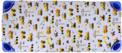  Gumifüles lepedő óvodai fektetőre - szürke alapon sárga munkagépes 55x130cm / 58x130cm ágyra