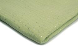 Orient Fashion Muszlin Pamut ezüst pöttyös No. 64 Pisztácia 1/2 méter (Muślin_Srebrne_Kropki Nr_64_Pistacja 0,5)