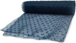 Orient Fashion Hímzett organza pöttyökkel, No. 18 Sötétkék, 1/2 méter (Organza_Kropki Nr_18_Granat 0,5)