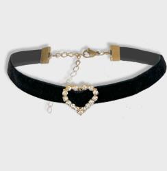  Nyakba akasztható bársony fekete nyaklánc arany cirkónia szív ajándék