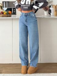 Shein HC21107 Shein Egyenes Szárú Farmer Nadrág Magas Derekú (50) M