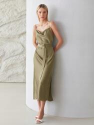 Shein KC15118 Motf Szatén Elegáns Ruha MIDI Öv (50) S