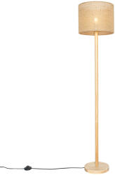 QAZQA Okos fa állólámpa természetes vászonernyővel 32 cm, Wi-Fi A60-nal - Mels (110145)