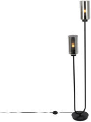 QAZQA Okos állólámpa fekete füstüveggel, 2 izzós, 2 Wifi ST64-es - Laura (110096)
