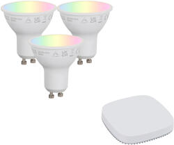 QAZQA Okos GU10 dimmelhető LED izzókészlet 4, 7W 400 lm 2700K-6500K Zigbee Smart Hub-bal (110307)