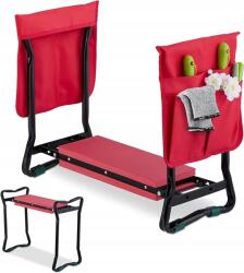 Relaxdays 2w1 ben kerti szék, piros fém, 50 x 65 x 32 cm, 150 kg-ig/r82 (10041393)