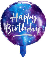 Mezőfi Team Kft Happy Birthday, kék-lila színátmenetes, gömb fólia lufi, 45 cm