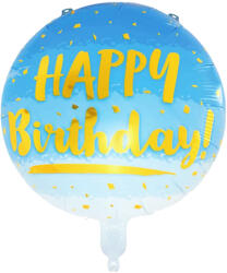 Mezőfi Team Kft Happy Birthday, világos kék színátmenetes, gömb fólia lufi, 45 cm