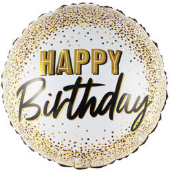 Mezőfi Team Kft Happy Birthday, arany pöttyös, fólia lufi, 45 cm