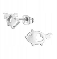 Stainless steel Fülbevaló sebészeti acél ezüst stiftes malac és szív (2069)