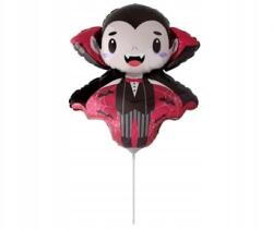 Flexmetal Vámpír mini fólia lufi, Vámpír mintás, fekete/piros, 14 inch, 1 db