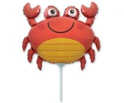 Flexmetal Fólia lufi mosolygós mini rák - 35, 56 cm, piros, sárga, 1 db