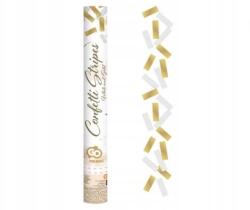 GoDan Pneumatikus konfetti arany-fehér csíkos, 40 cm-es tubus, 1 db GoFeelings (KP-ZBPP)