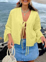 Shein WC21118 Shein Laza Sárga Kötött Hosszú Ujjú Blúz (50) L