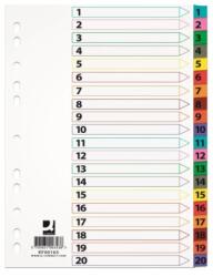 Q-CONNECT Index carton alb Mylar numeric 1-20, margine PP color, A4, 170g/mp, Q-Connect (KF00165) - ihtis