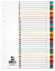 Q-CONNECT Index carton alb Mylar numeric 1-31, margine PP color, A4, 170g/mp, Q-Connect (KF00166) - ihtis