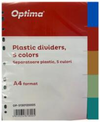 Optima Separatoare plastic color, A4, 120 microni, 5 culori/set, Optima (OP-5130120005) - ihtis