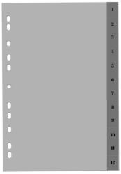 Optima Index plastic gri, numeric 1-12, A4, 120 microni, Optima (OP-5131120112)