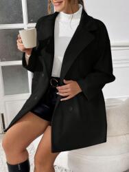 Shein LC23209 Shein Kétsoros Fekete Klasszikus Kabát (50) 44