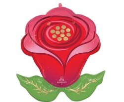 Amscan Fólia lufi - rózsa virág, színek: zöld, piros, 73×76 cm, 1 db