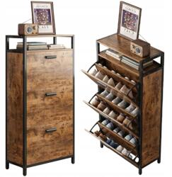 Rebiko Cipősszekrény Rusztikus Barna Vintage Ipari Előszoba 3 Polcos (SZAFKA NA BUTY RUSTYKALNY BRĄZ)