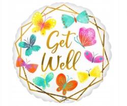 Amscan Fólia lufi 18 inch kerek 46 cm - többszínű, Get Well felirattal