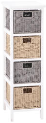 AdTrend Comoda lemn alb poliester maro gri 26 x 32 x 81 cm (102025) Comoda