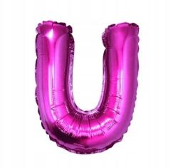 GoDan Fólia lufi U betű - rózsaszín, 35 cm, parti dekoráció