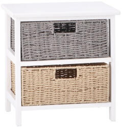 AdTrend Comoda lemn alb poliester maro gri 40 x 29 x 41 cm (102027) Comoda