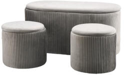 AdTrend Set bancuta 2 tabureti catifea gri 32 x 30, 80 x 40 x 40 cm (118190)