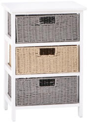 AdTrend Comoda lemn alb poliester maro gri 40 x 29 x 58 cm (102028) Comoda