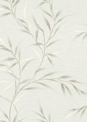 Erismann Fényes halványzöld-barna-fehér hosszúkás Art deco levél mintás tapéta (10528-18) (10528-18)