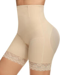 Figninget Pantaloni Modelatori Figninget pentru Femei , Short Shapewear Talie Inalta, Control Abdomen, Liftare Fese 3D, Dantela Anti-Frecare, Culoare Bej , Marimea L