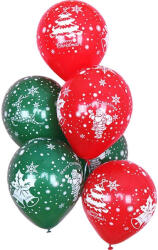 Flippy Set 16 Baloane din Latex, Flippy, Model Merry Christmas, Tematica Craciun, 25 cm, Verde Rosu (teo-132641)